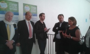 Point presse pour le Bien Public en compagnie de Quentin Dickinson,  Christophe Grudler et François Deseille(de gauche à droite) 
