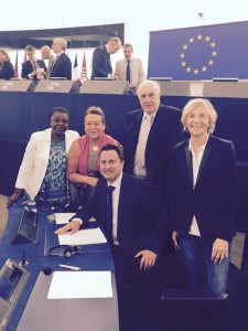 Nathalie Griesbeck, Marielle De Sarnez, Charles Goerens, député européen luxembourgeois, Cécile Kyengé, députée européenne italienne et Xavier Bettel