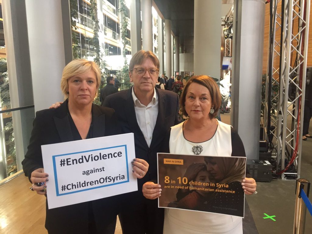 Avec Guy Verhofstadt, Président de l’ADLE et Hilde Vautmans, députée de l’ADLE.